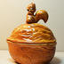 Dish: Brown Ceramic Nut Shaped Dish