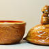 Dish: Brown Ceramic Nut Shaped Dish